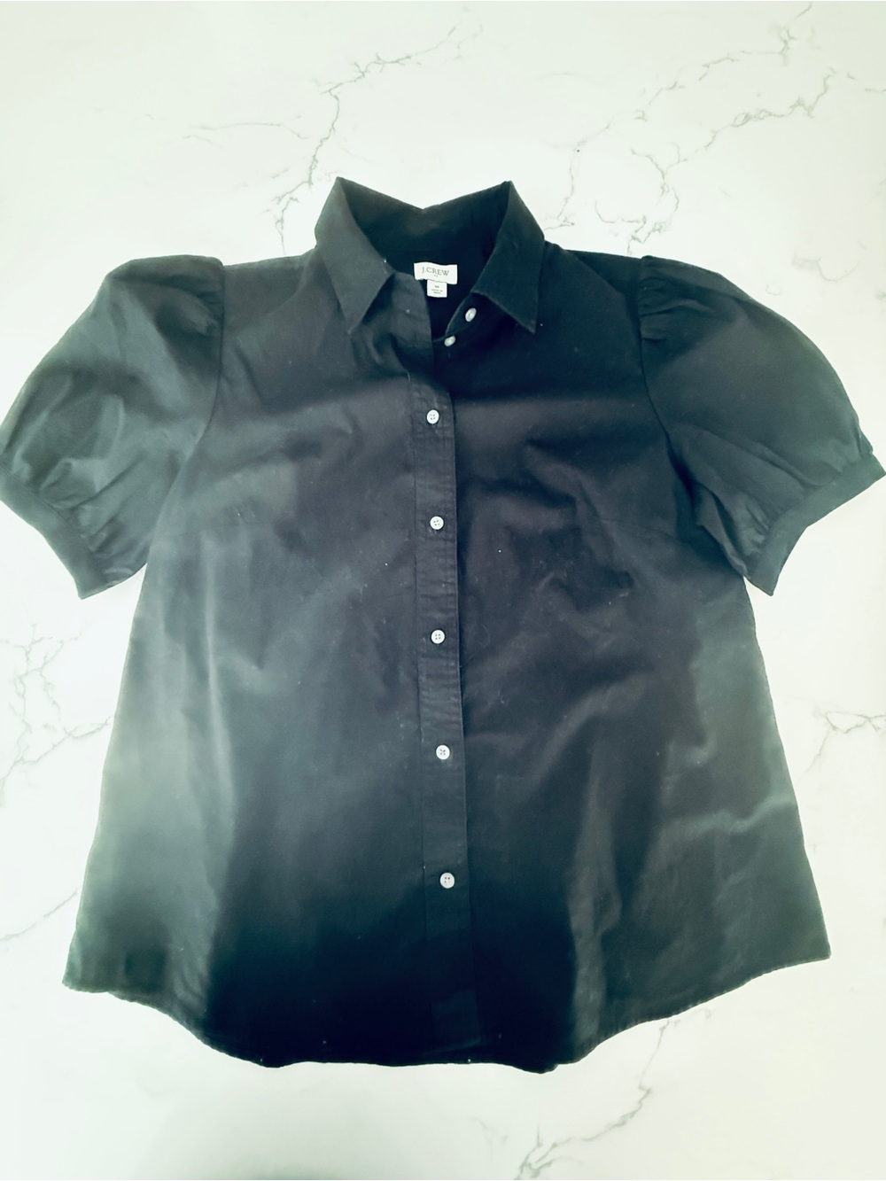 J. Crew Black Puff-Sleeve Button-Down Shirt Womens size M